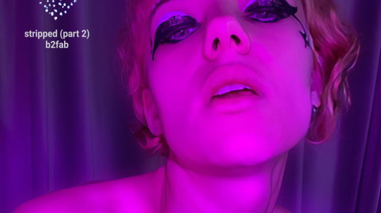 A magenta colored woman with a third eye on her forehead